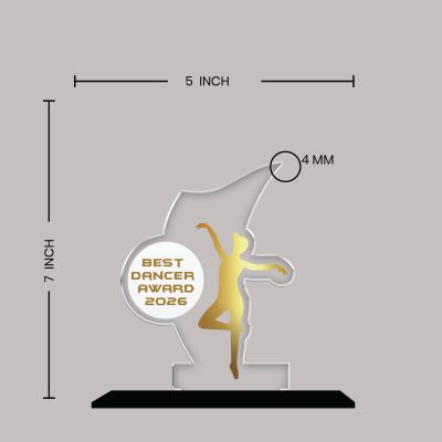 Personalized Best Dancer Award Dance Achievement Recognition Gift for Dancers, Students & Teacher UV Printed Acrylic Award Trophy (Best Dancer Trophy)